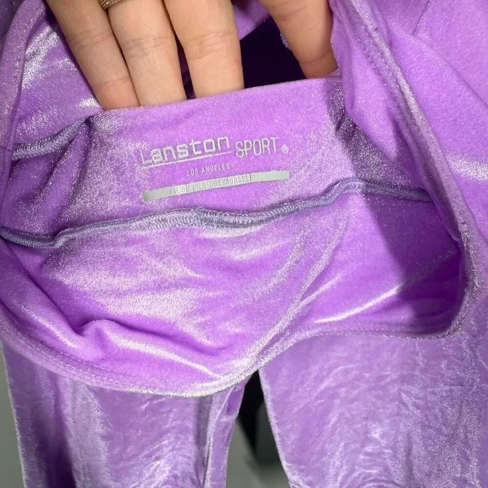 Atheleisure yoga Pilates active biker shorts & bra set lilac purple velvet XS - Picture 3 of 9